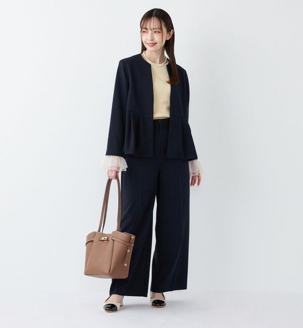 SHIPS Colors 「SHIPS Colors:ストレッチ ジョーゼット ペプラム ジャケット（セットアップ対応可能）◇」|ノーカラージャケット|