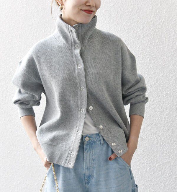 SHIPS any「SHIPS any:〈手洗い可能〉サカリバ スナップ スタンドカラー ブルゾン カットソー」|Tシャツ・カットソー|