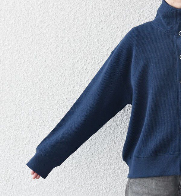 SHIPS any「SHIPS any:〈手洗い可能〉サカリバ スナップ スタンドカラー ブルゾン カットソー」|Tシャツ・カットソー|