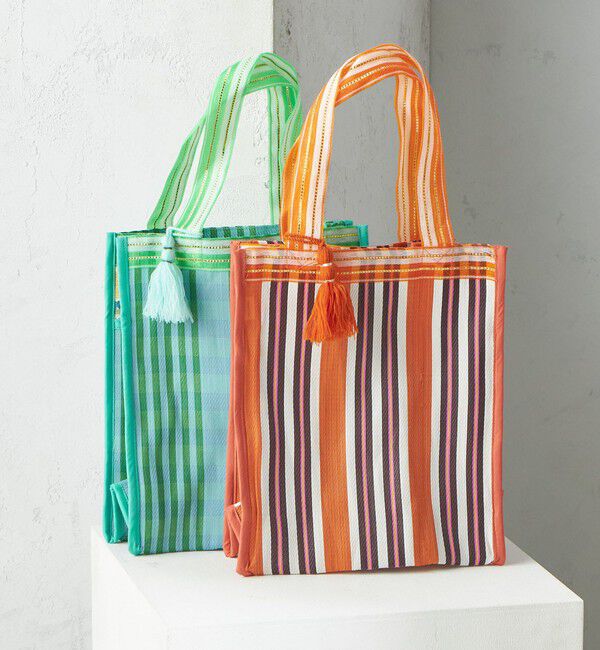 SHIPS for women「Arawali:メッシュ &times; ブロック プリント バッグ」|トートバッグ|