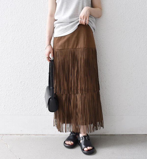 SHIPS any「bon_meur:〈手洗い可能〉フリンジ ティアード タイト スカート」|スカート|