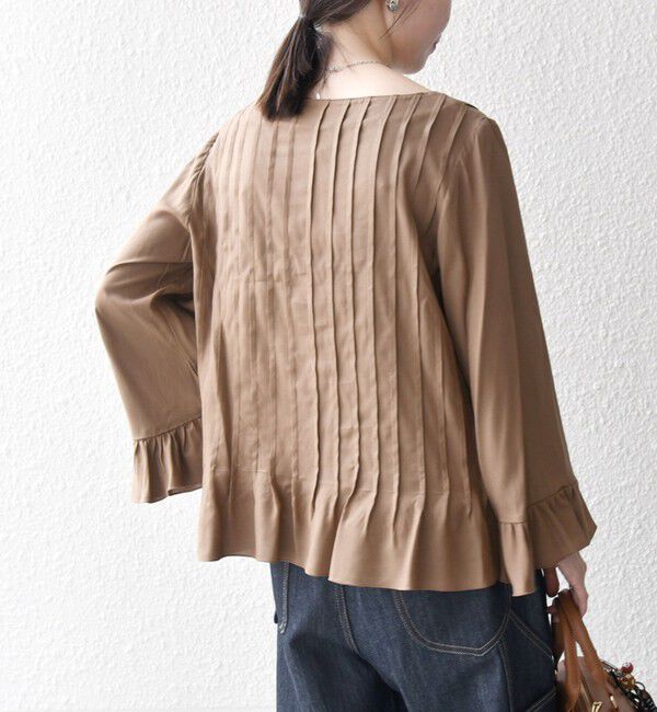 SHIPS any「SHIPS any:〈洗濯機可能〉ラッフル リボン ピンタック フレアスリーブ ブラウス」|シャツ・ブラウス|