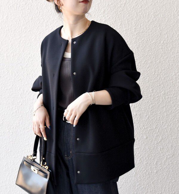 SHIPS any「【WEB限定】SHIPS any:〈洗濯機可能〉ダンボール コクーン ノーカラー コート」|ノーカラージャケット|