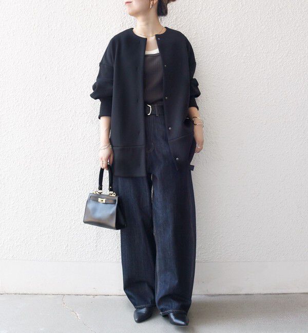 SHIPS any「【WEB限定】SHIPS any:〈洗濯機可能〉ダンボール コクーン ノーカラー コート」|ノーカラージャケット|