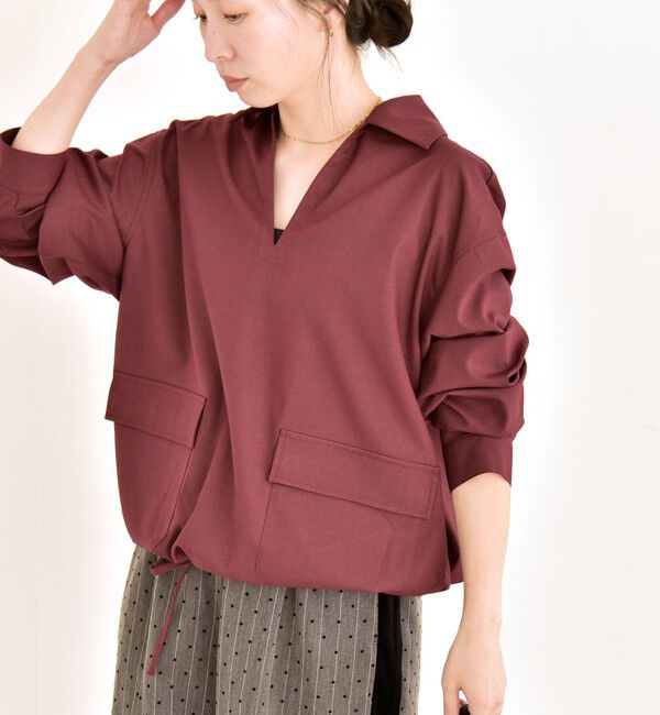 quaranciel「quaranciel:〈洗濯機可能〉ポケット ドロスト スキッパー プルオーバー シャツ」|シャツ・ブラウス|