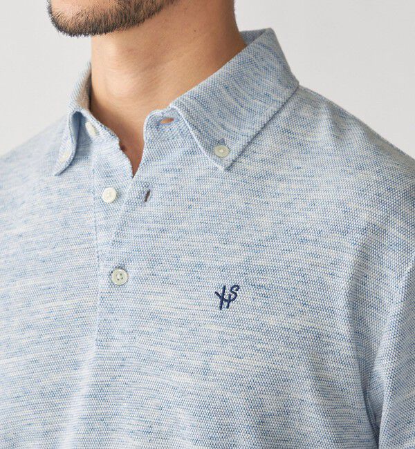 SHIPS「【WEB限定】SHIPS: リネンミックス カラーネップ ボタンダウン ロングスリーブ ポロシャツ」|ポロシャツ|