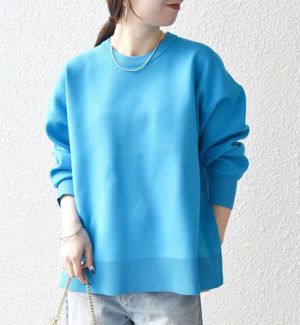 SHIPS any「SHIPS any:〈手洗い可能〉サイドスリット クルーネック ルーズ プルオーバー」|ニット・セーター|