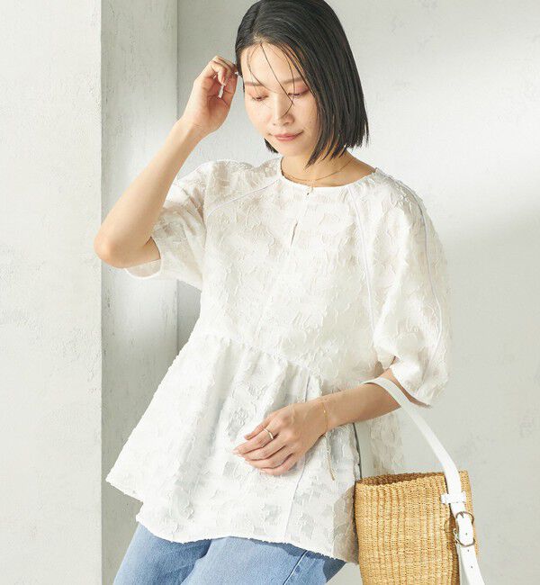 SHIPS for women「〈手洗い可能〉ジャカード ペプラム ブラウス」|シャツ・ブラウス|