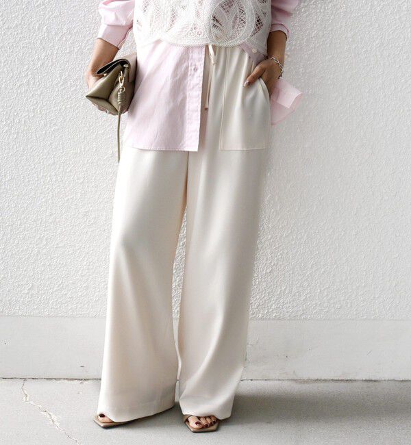 SHIPS for women「〈手洗い可能〉梳毛調ポケット デザイン ストレッチ ドロスト パンツ」|その他|オフホワイト