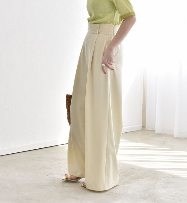 quaranciel「quaranciel:〈洗濯機可能〉ゴールドボタン ハイウエスト ワイド パンツ」|その他|