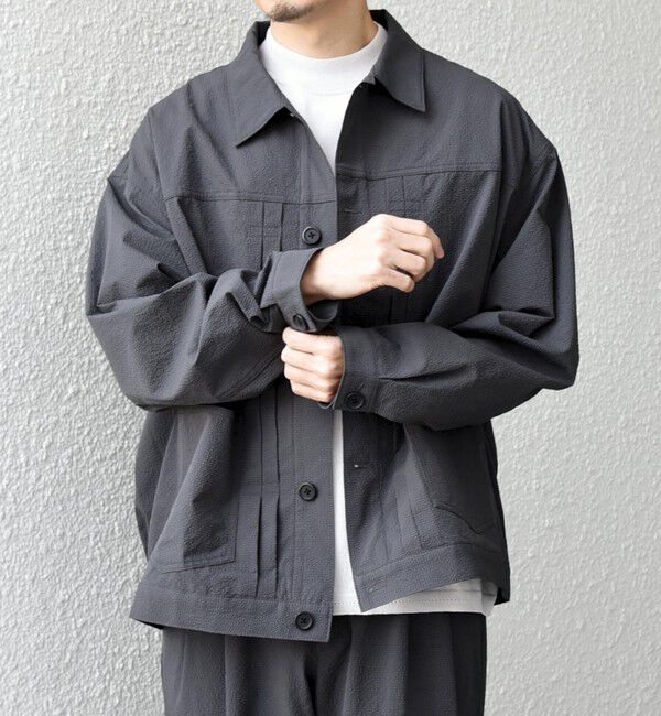 SHIPS any「SHIPS any:〈撥水/軽量/ストレッチ〉SOLOTEX(R) シアサッカー トラック ブルゾン 26SS(セットアップ対応)◇」|ブルゾン・スタジャン|チャコールグレー