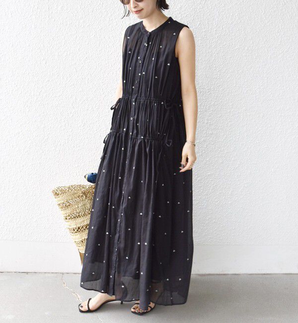 SHIPS for women「《予約》〈手洗い可能〉コットン オーガンジー 刺繍 ウエスト ドロスト ワンピース」|ワンピース|