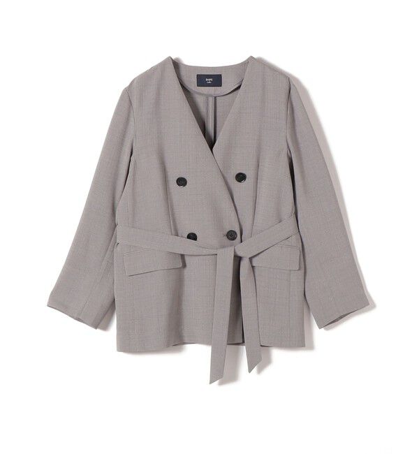 SHIPS Colors 「《予約》SHIPS Colors:〈手洗い可能〉リネン ライク ベルテッド ジャケット◆」|ノーカラージャケット|グレー