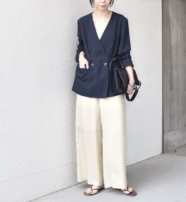 SHIPS Colors 「《予約》SHIPS Colors:〈手洗い可能〉リネン ライク ベルテッド ジャケット◆」|ノーカラージャケット|