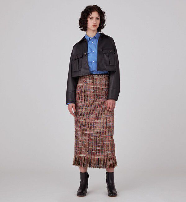 MACPHEE「レザーライク ショートジャケット」|ブルゾン・スタジャン|