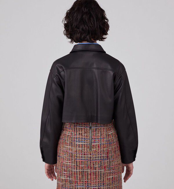 MACPHEE「レザーライク ショートジャケット」|ブルゾン・スタジャン|