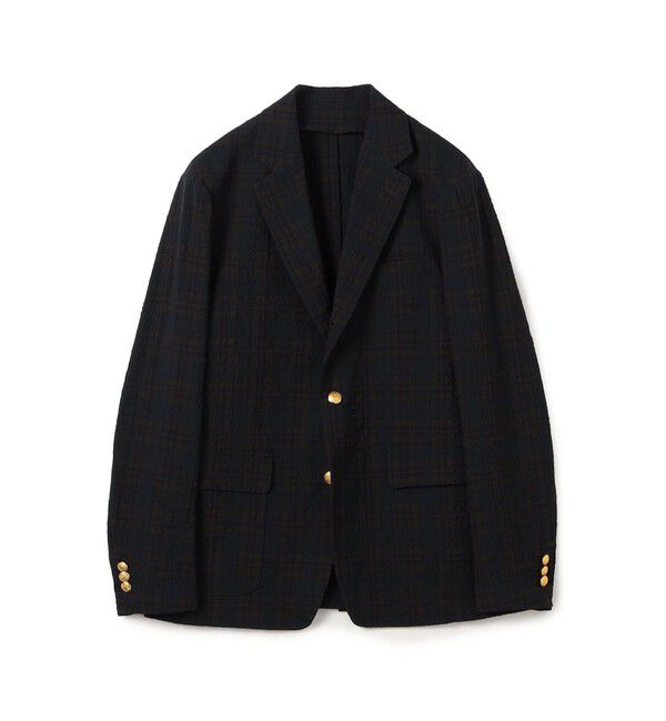 TOMORROWLAND MENS「ウールポリエステル サッカー シングルブレステッド3Bジャケット」|テーラードジャケット|58 ダークグリーン系