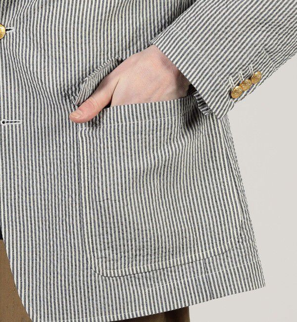 TOMORROWLAND MENS「ウールポリエステル サッカー シングルブレステッド3Bジャケット」|テーラードジャケット|