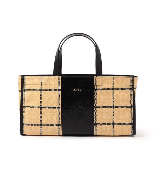 TOMORROWLAND GOODS「Ele`Sac CHECK WIDE TOTE バッグ」|ハンドバッグ|18 ブラック系