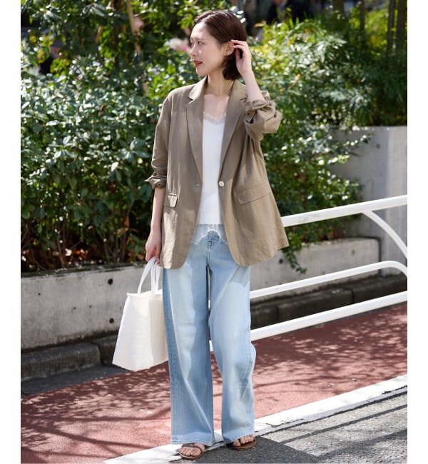 SLOBE IENA「《36.38サイズ展開》リネンレーヨンシングルテーラードジャケット」|テーラードジャケット|