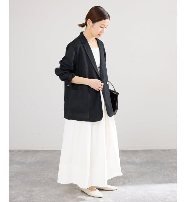 IENA「《追加予約》ウォッシャブル ソフトリネン リラックスジャケット」|テーラードジャケット|