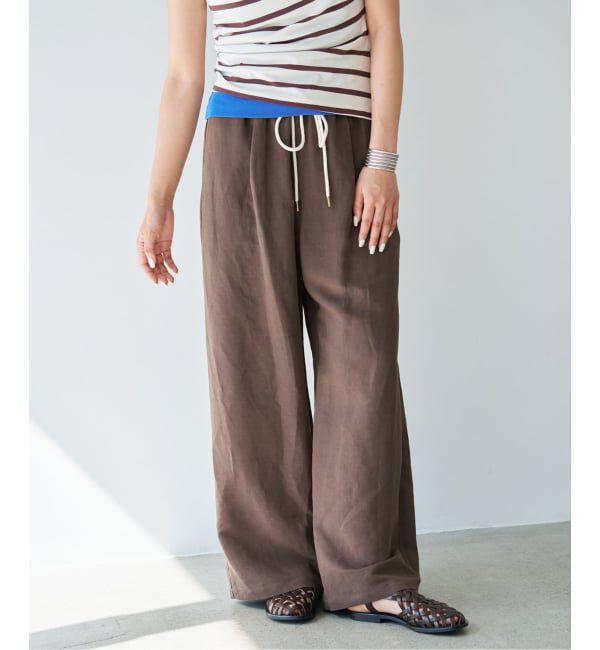 IENA「《新色あり/追加予約》ウォッシャブル リネンレーヨンイージーパンツ」|その他|ブラウン