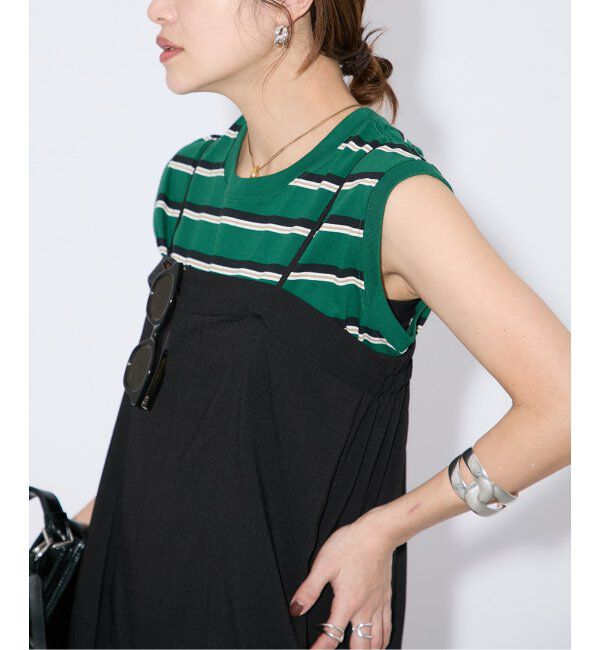 JOURNAL STANDARD「《追加4》汗ジミ防止天竺ボーダーノースリーブ」|Tシャツ・カットソー|