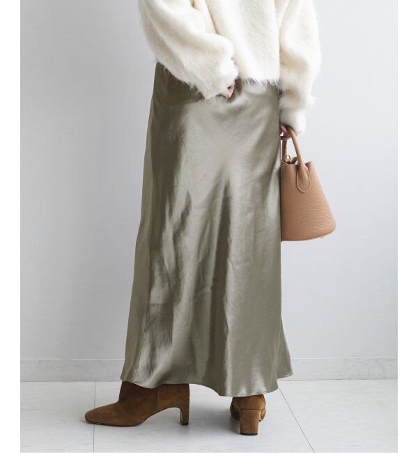 NOBLE「《追加》ナローAラインサテンスカート 2」|スカート|