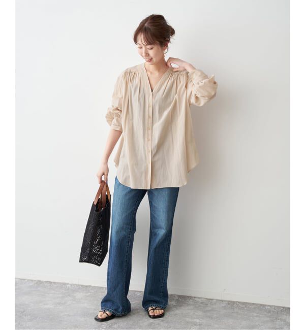 Spick and Span「シルキーローンギャザーブラウス」|シャツ・ブラウス|