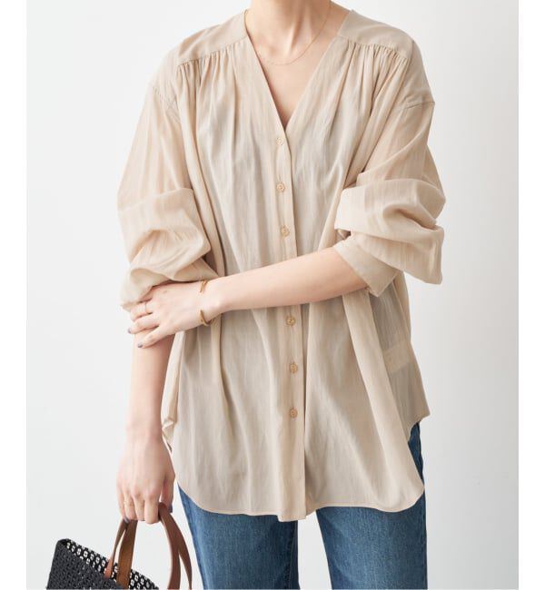 Spick and Span「シルキーローンギャザーブラウス」|シャツ・ブラウス|