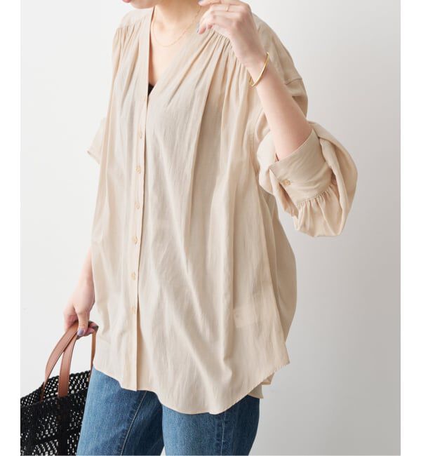 Spick and Span「シルキーローンギャザーブラウス」|シャツ・ブラウス|