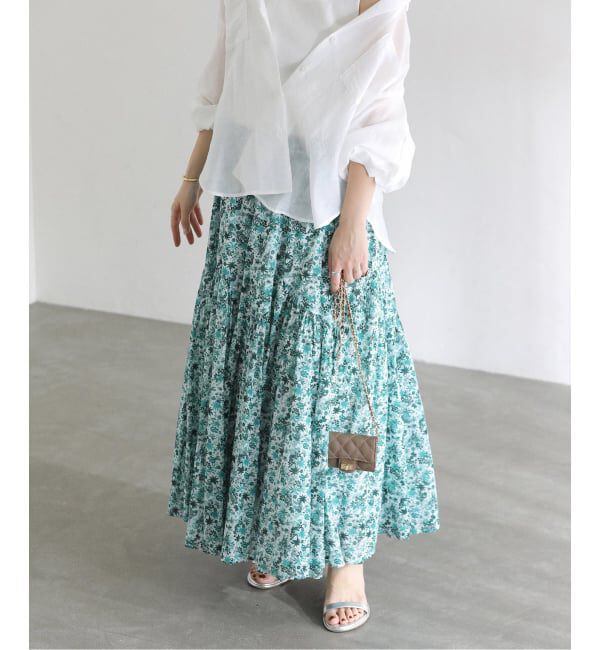  「《予約》【洗える】コットンランダムティアードスカート」|スカート|