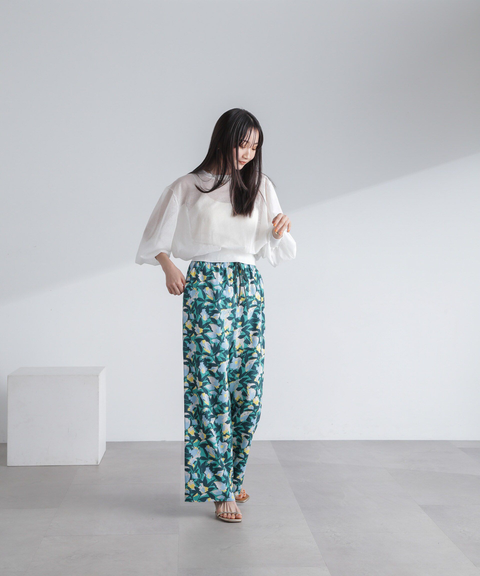 nano･universe「ボタニカルプリントイージーワイドパンツ」|その他|
