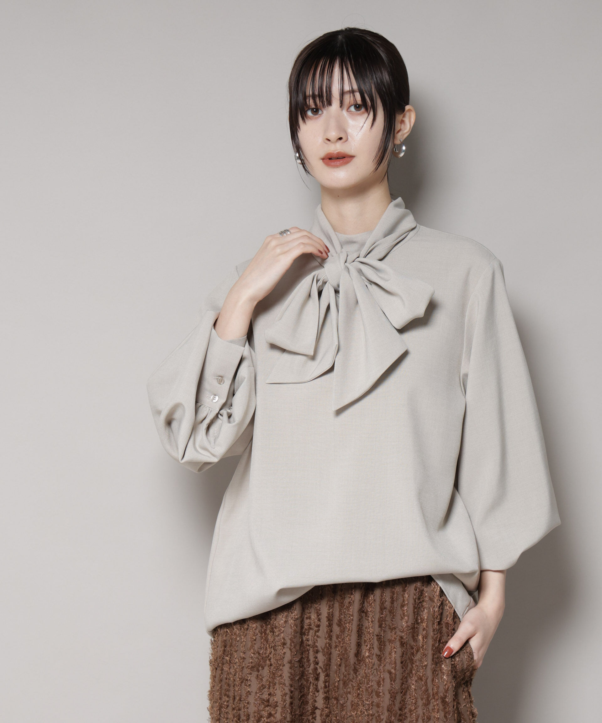 nano･universe「ボータイ取り外し可能2wayブラウス」|シャツ・ブラウス|