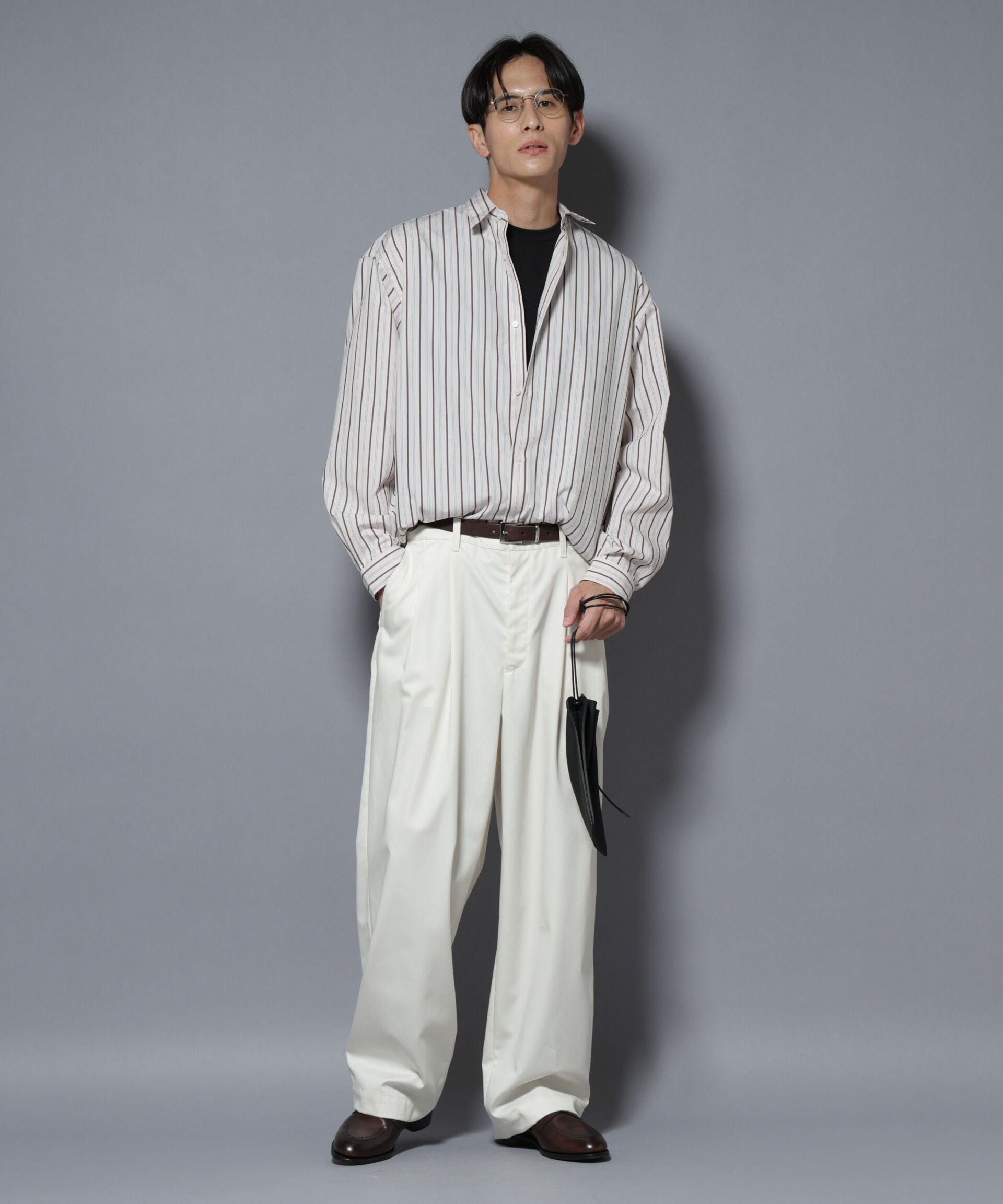 nano･universe「「大人のワイドシャツ」レギュラーカラー ストライプ長袖」|シャツ・ブラウス|