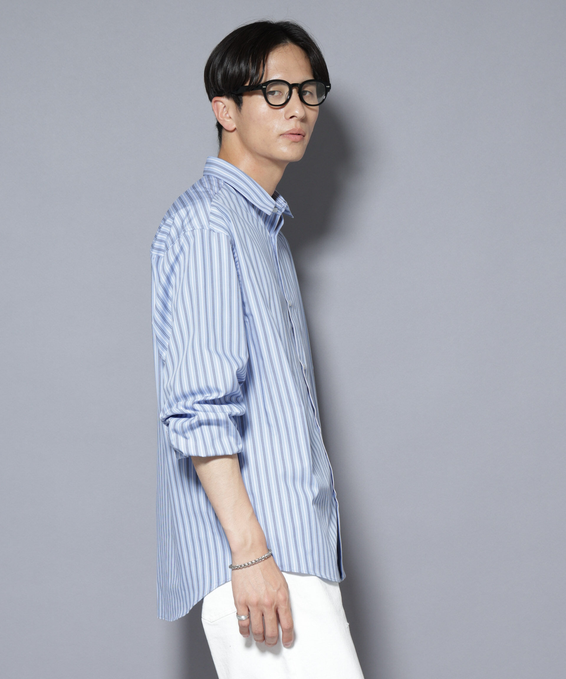 nano･universe「「大人のワイドシャツ」レギュラーカラー ストライプ長袖」|シャツ・ブラウス|