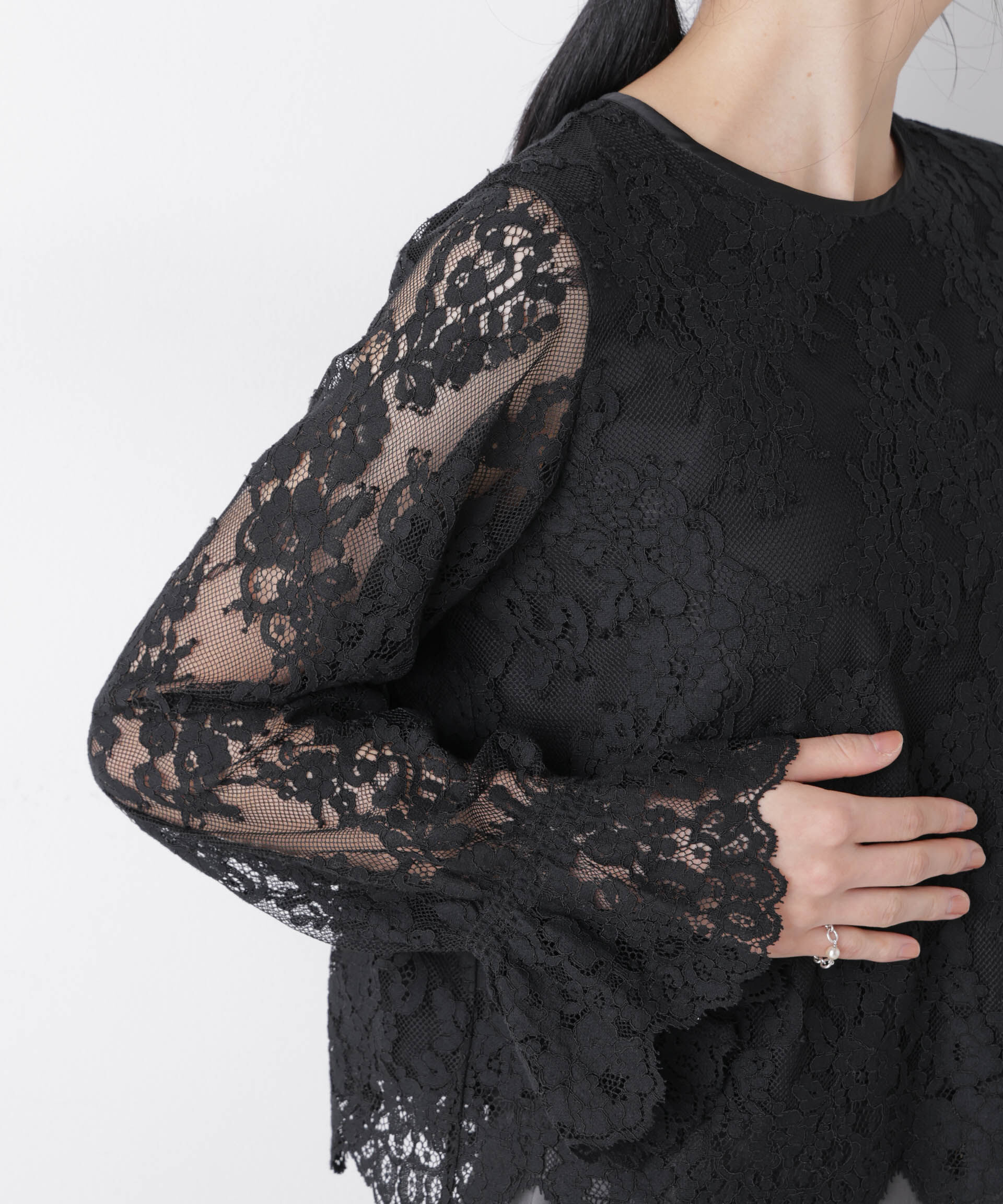 nano･universe「レーススカラップブラウス」|シャツ・ブラウス|