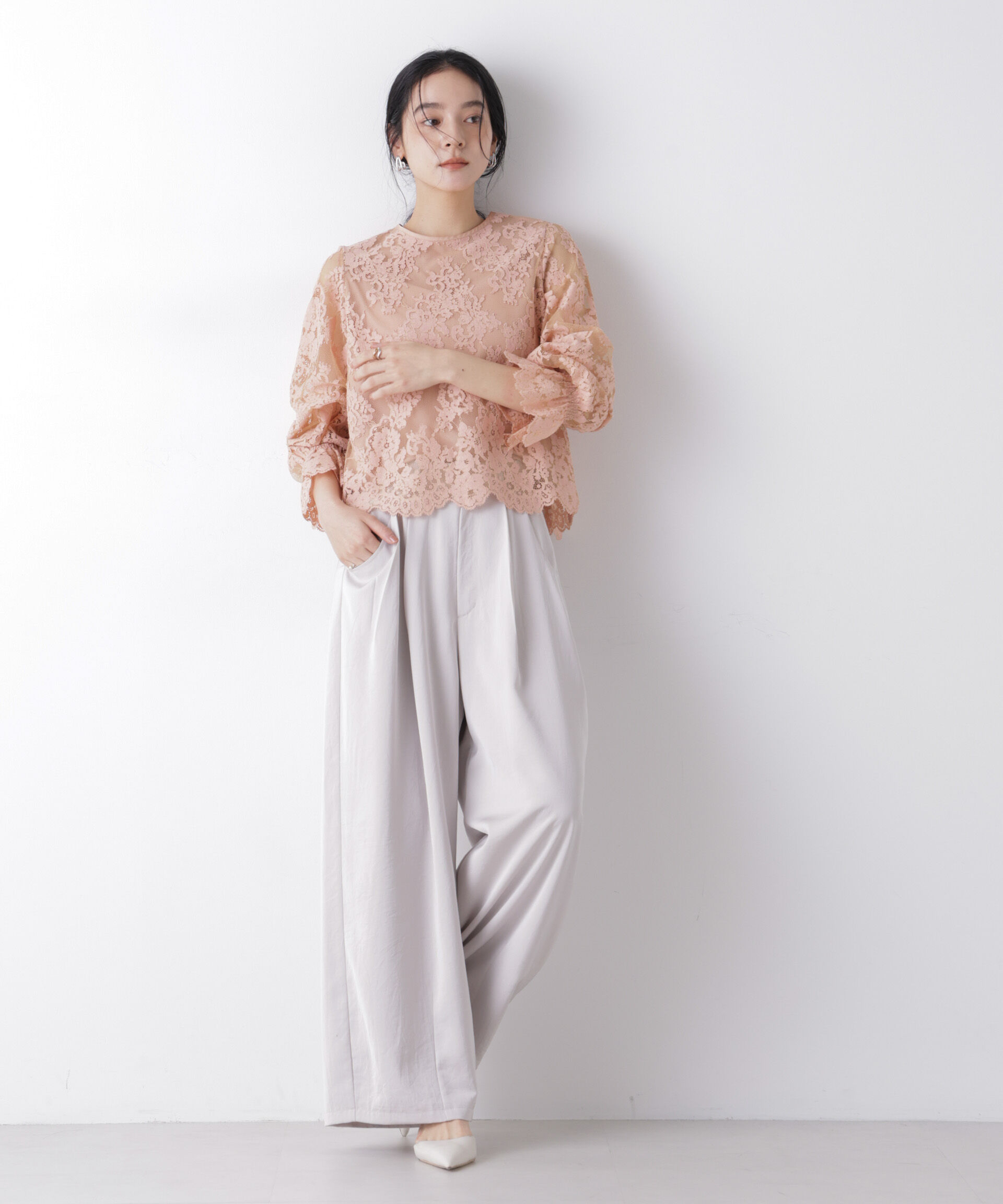 nano･universe「レーススカラップブラウス」|シャツ・ブラウス|