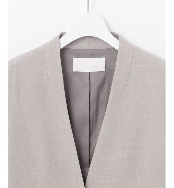 自由区「【セットアップ対応・洗える】ウールブレンドセットアップノーカラー ジャケット」|ノーカラージャケット|