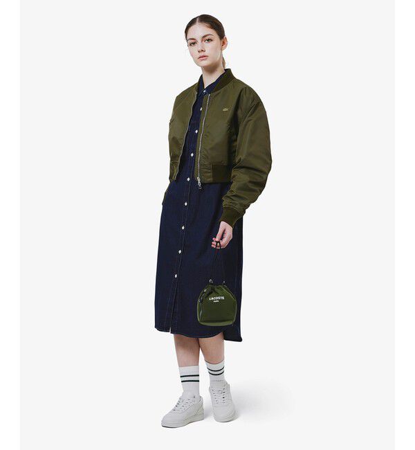 LACOSTE「クロップド丈 ショートMA-1ジャケット」|ブルゾン・スタジャン|
