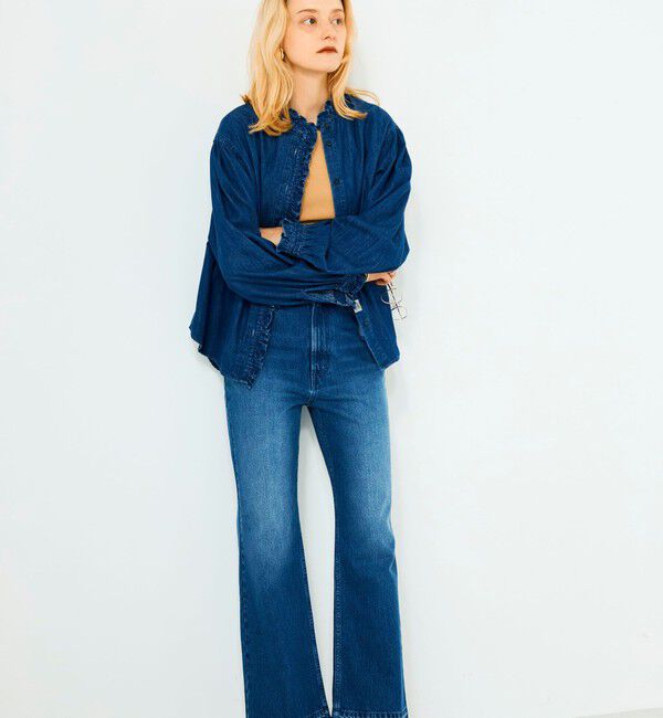 Rie Miller「【RM denim】フリルデニムブラウス」|シャツ・ブラウス|