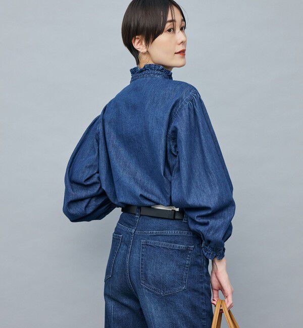 Rie Miller「【RM denim】フリルデニムブラウス」|シャツ・ブラウス|