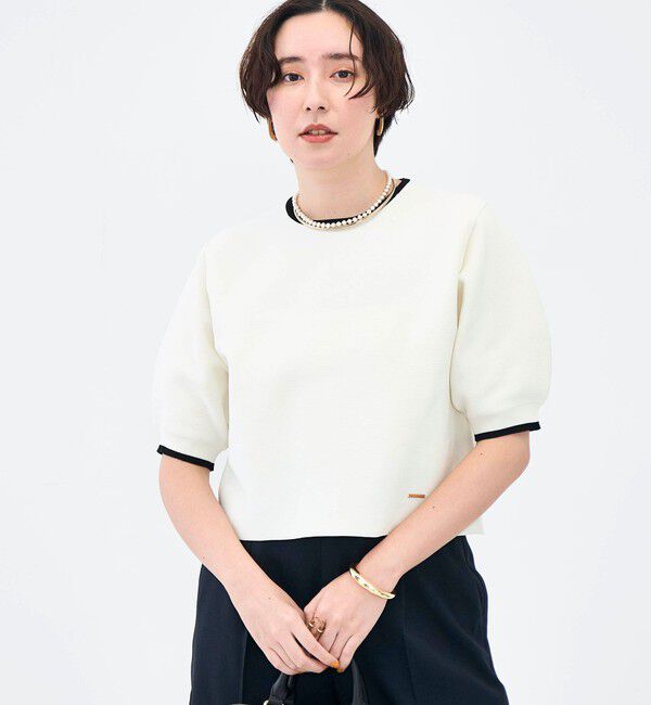 NOLLEY'S「《手洗い可能》ホールガーメントパフスリーブニットＴ」|ニット・セーター|