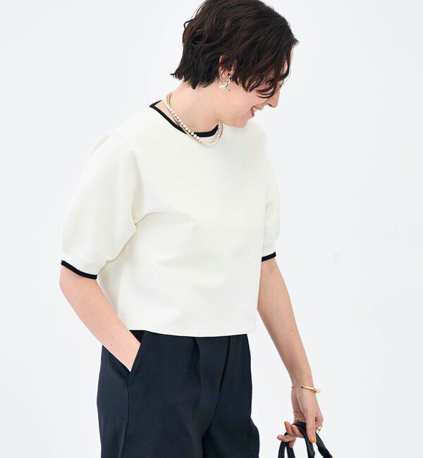 NOLLEY'S「《手洗い可能》ホールガーメントパフスリーブニットＴ」|ニット・セーター|