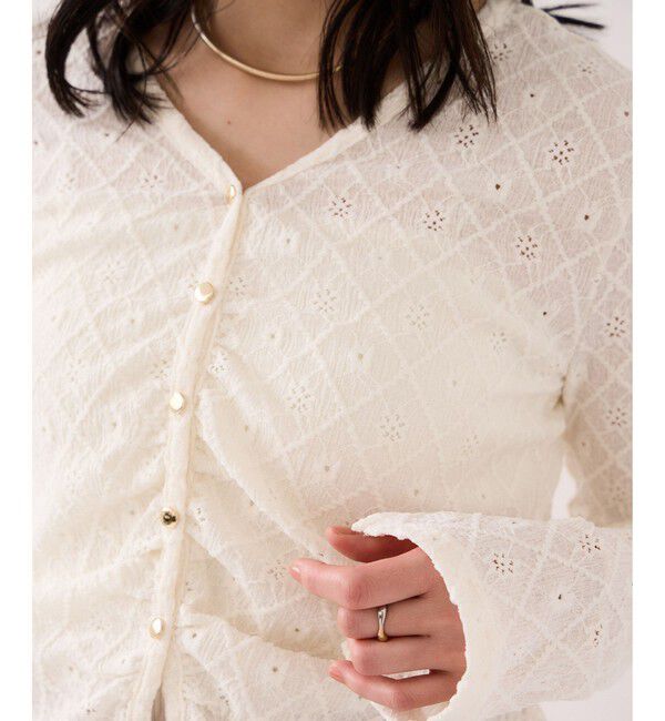 VIS「フラワージャガードカットカーディガン/2WAY・イージーケア」|カーディガン|