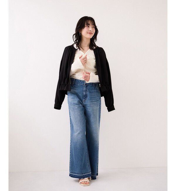 VIS「フラワージャガードカットカーディガン/2WAY・イージーケア」|カーディガン|