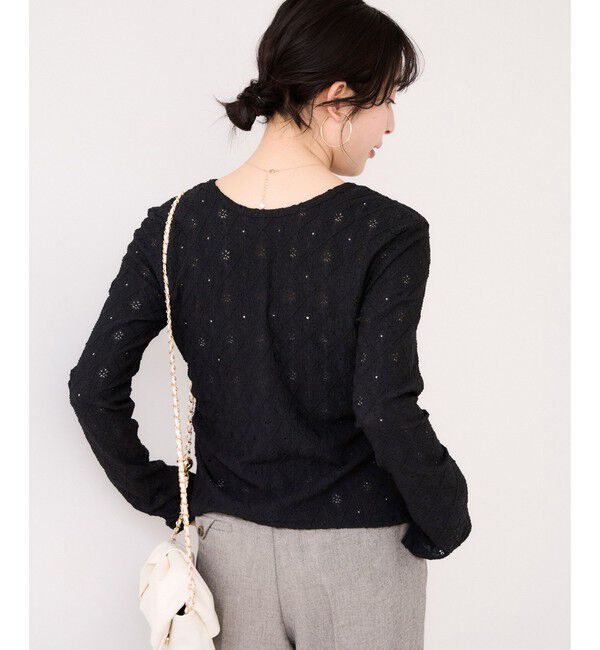 VIS「フラワージャガードカットカーディガン/2WAY・イージーケア」|カーディガン|