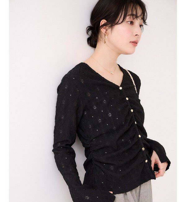 VIS「フラワージャガードカットカーディガン/2WAY・イージーケア」|カーディガン|