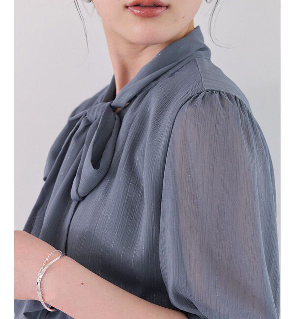 VIS「ラメ楊柳ボウタイブラウス」|シャツ・ブラウス|