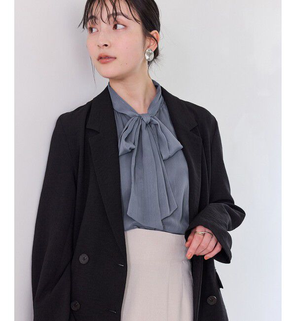 VIS「ラメ楊柳ボウタイブラウス」|シャツ・ブラウス|